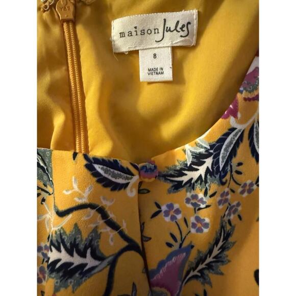 Maison Jules Dress, Size 8, Yellow Floral Like New - Picture 3 of 3